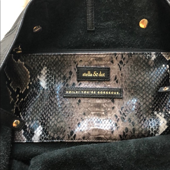 Stella & Dot Black Leather Bag (Paris Market Tote) - Picture 4 of 5